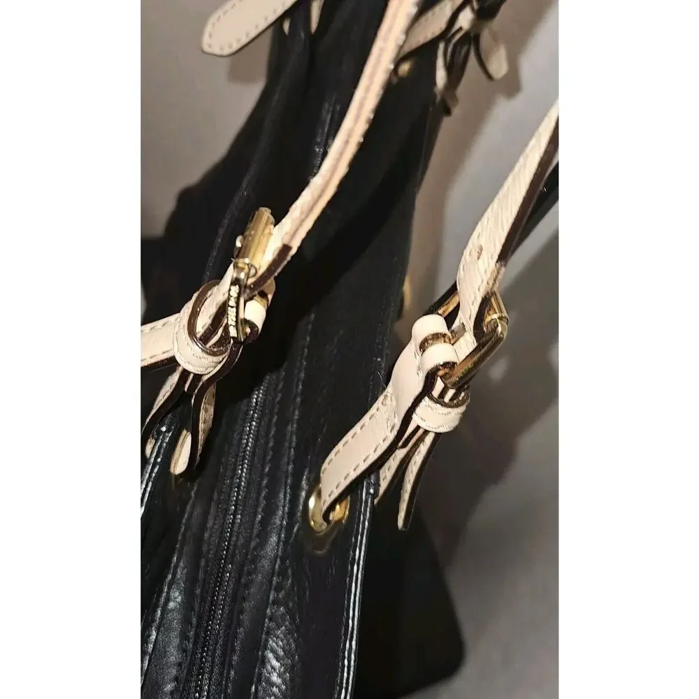 Michael Kors MK Handbag Jet Set Black Pebbled Leather Tote Bag Purse